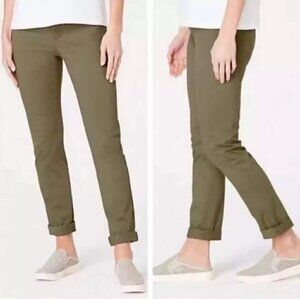 J.JILL Women’s Live-in Chino Pants Sz 12 Olive Green Stretch Straight
